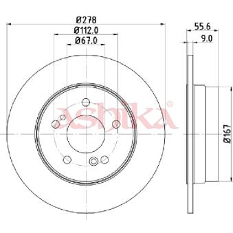 Jeu de 2 disques de frein arrière ASHIKA OEM A2034230112