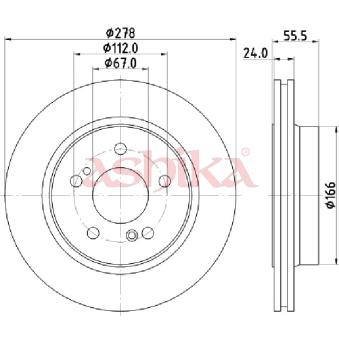 Jeu de 2 disques de frein arrière ASHIKA OEM A2104230712