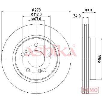 Jeu de 2 disques de frein arrière ASHIKA OEM A2104230712