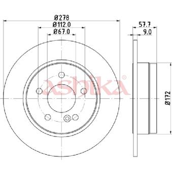 Jeu de 2 disques de frein arrière ASHIKA OEM A0004231312