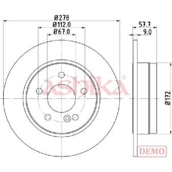 Jeu de 2 disques de frein arrière ASHIKA OEM A0004231312