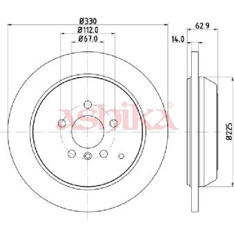Jeu de 2 disques de frein arrière ASHIKA OEM 1644230512