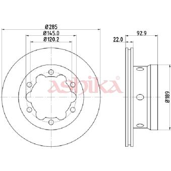 Jeu de 2 disques de frein arrière ASHIKA OEM 2D0615601B