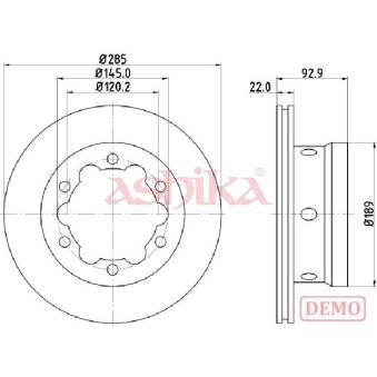 Jeu de 2 disques de frein arrière ASHIKA OEM 2D0615601B
