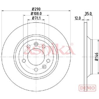 Jeu de 2 disques de frein arrière ASHIKA OEM 424972 Jeu de 2 disques de frein arrière ASHIKA OEM 424972