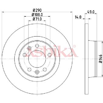 Jeu de 2 disques de frein arrière ASHIKA OEM 424922