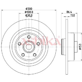 Jeu de 2 disques de frein arrière ASHIKA OEM 8200244108