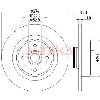 Jeu de 2 disques de frein arrière ASHIKA OEM 7701208230