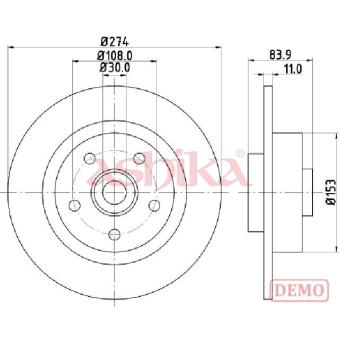 Jeu de 2 disques de frein arrière ASHIKA OEM 8200019531
