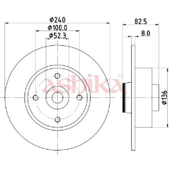 Jeu de 2 disques de frein arrière ASHIKA OEM 8200038305