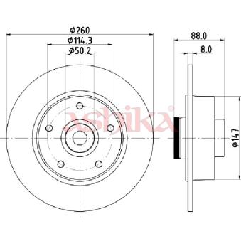 Jeu de 2 disques de frein arrière ASHIKA OEM 432001539R