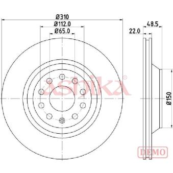 Jeu de 2 disques de frein arrière ASHIKA 61-00-0903C