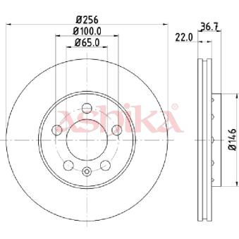 Jeu de 2 disques de frein arrière ASHIKA OEM 8D0615301B