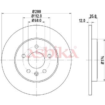 Jeu de 2 disques de frein arrière ASHIKA OEM 8E0615601M