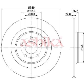 Jeu de 2 disques de frein arrière ASHIKA OEM 8K0615601C