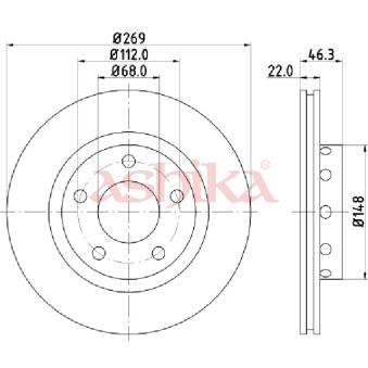 Jeu de 2 disques de frein arrière ASHIKA 61-00-0913