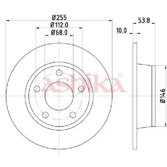 Jeu de 2 disques de frein arrière ASHIKA OEM K04779885AC