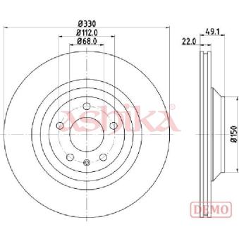 Jeu de 2 disques de frein arrière ASHIKA OEM 4F0615601D