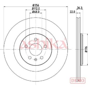 Jeu de 2 disques de frein arrière ASHIKA OEM 4H0615301F