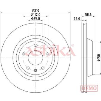 Jeu de 2 disques de frein arrière ASHIKA OEM 8N0615601A
