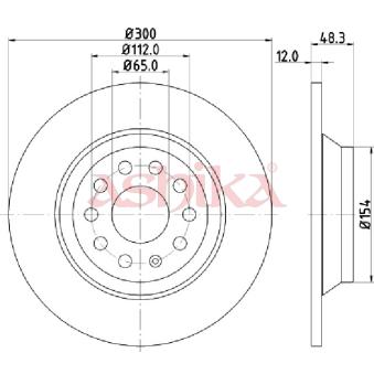 Jeu de 2 disques de frein arrière ASHIKA OEM JZW698601BB