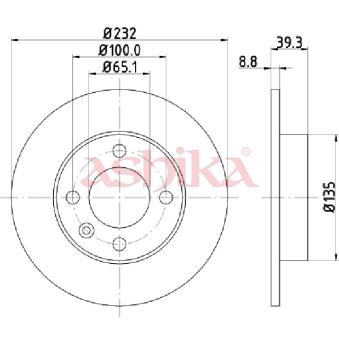 Jeu de 2 disques de frein arrière ASHIKA OEM 1JE615601