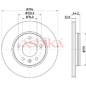Jeu de 2 disques de frein arrière ASHIKA 61-00-0925
