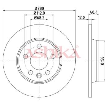 Jeu de 2 disques de frein arrière ASHIKA OEM 7D0615601