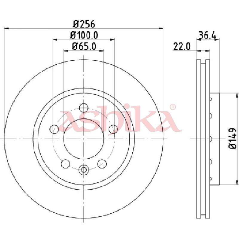 Jeu de 2 disques de frein arrière ASHIKA 61-00-0931 - Visuel 1
