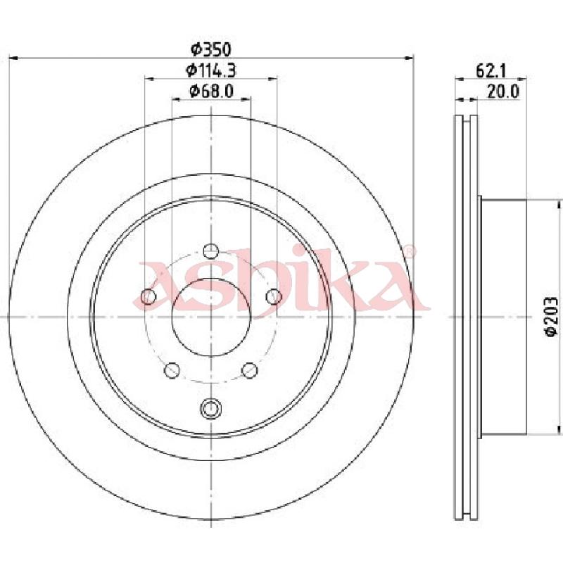 Jeu de 2 disques de frein arrière ASHIKA 61-01-137C - Visuel 1