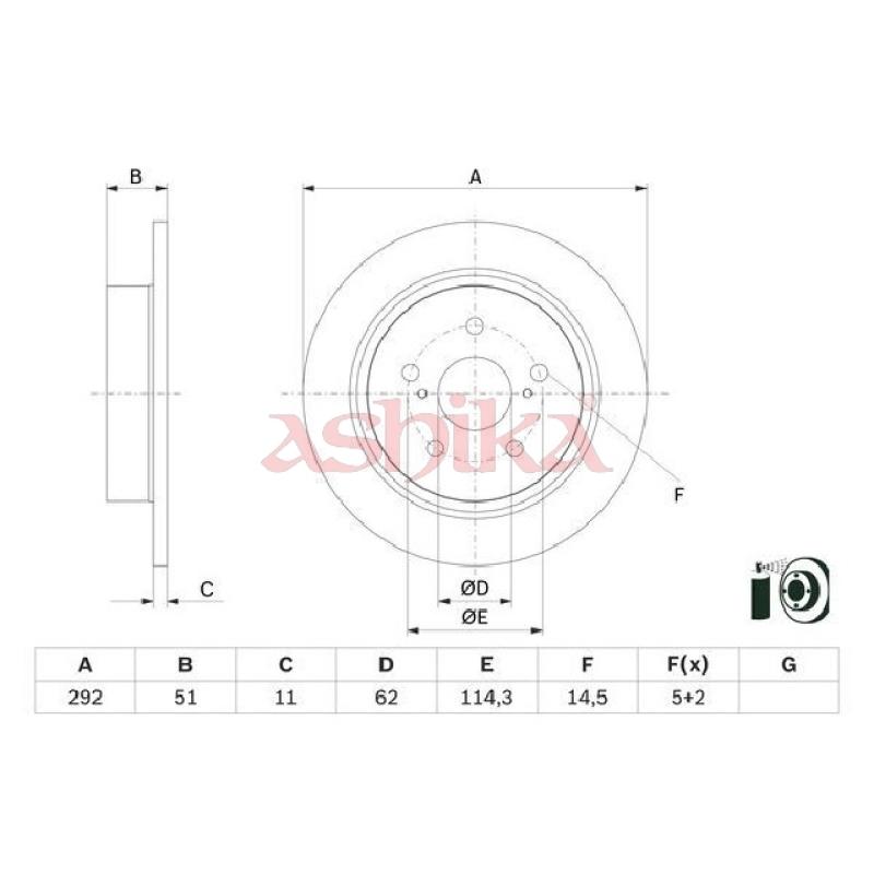 Jeu de 2 disques de frein arrière ASHIKA 61-02-272C - Visuel 1