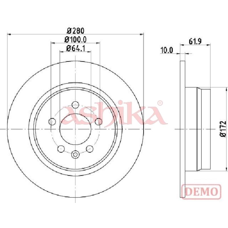 Jeu de 2 disques de frein arrière ASHIKA 61-04-426C - Visuel 2