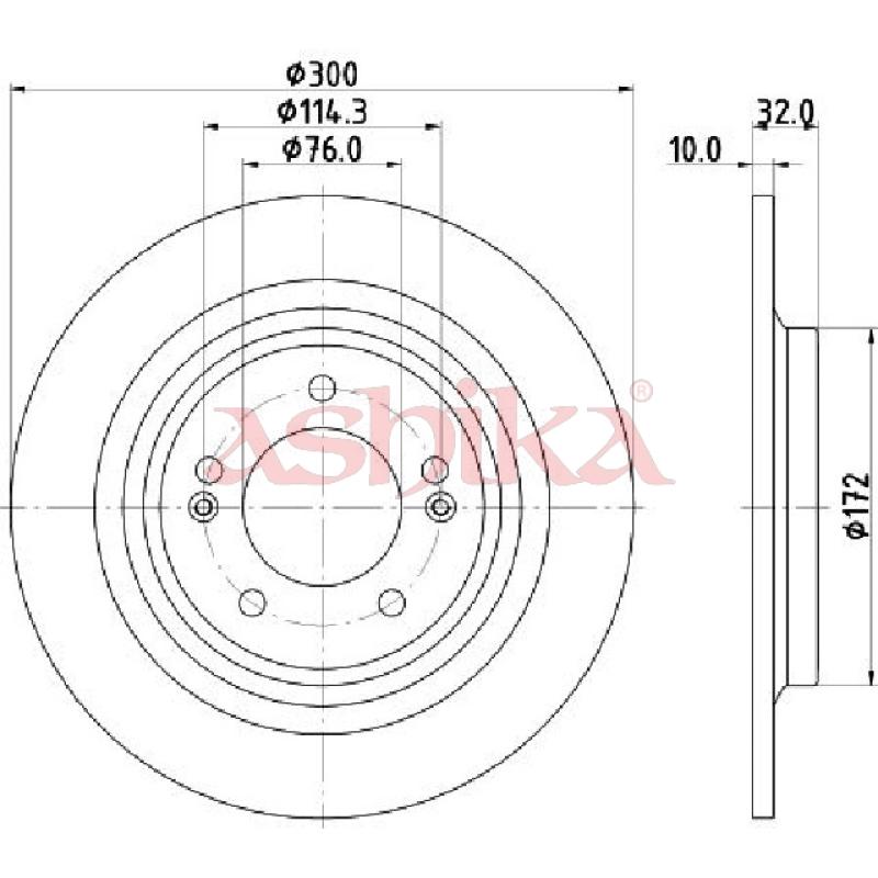 Jeu de 2 disques de frein arrière ASHIKA 61-0H-H25C - Visuel 1