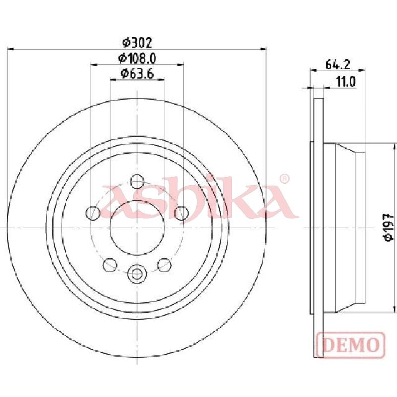 Jeu de 2 disques de frein arrière ASHIKA 61-0L-L11C - Visuel 2