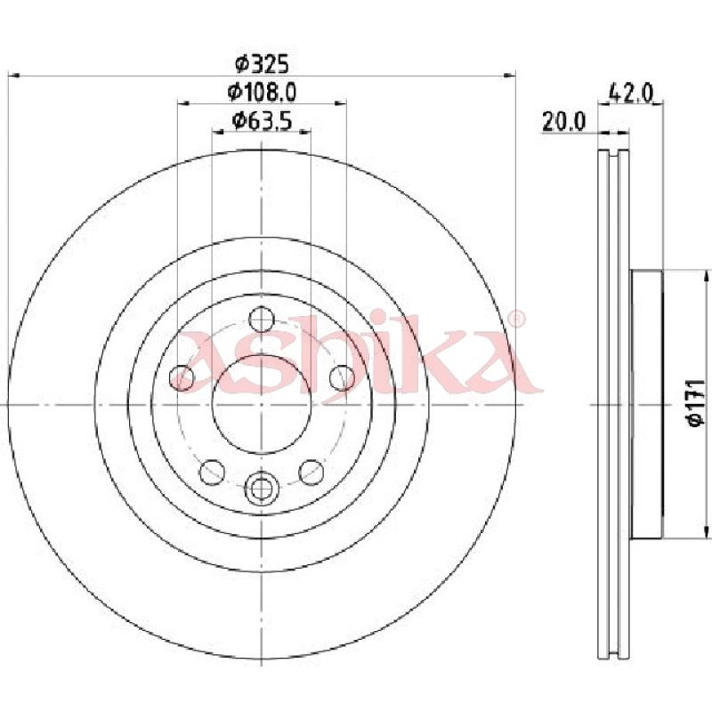 Jeu de 2 disques de frein arrière ASHIKA 61-0L-L12C - Visuel 1