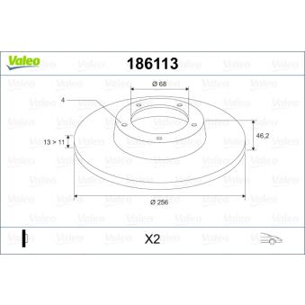 Jeu de 2 disques de frein avant VALEO 186113