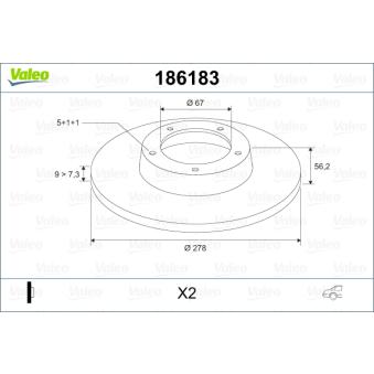 Jeu de 2 disques de frein arrière VALEO OEM 1244230512