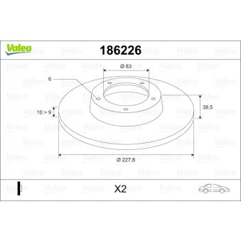 Jeu de 2 disques de frein avant VALEO 186226