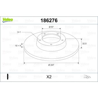 Jeu de 2 disques de frein avant VALEO OEM 96047276 Jeu de 2 disques de frein avant VALEO OEM 96047276