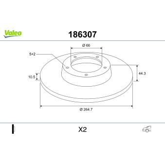 Jeu de 2 disques de frein arrière VALEO OEM 7700800003
