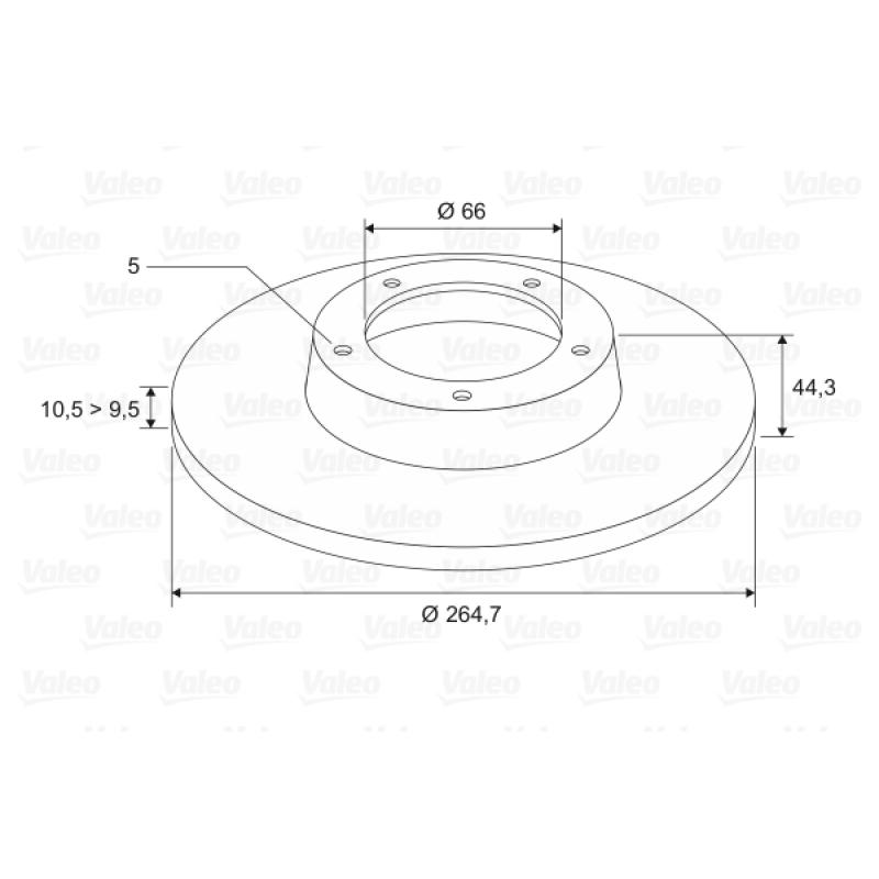 Jeu de 2 disques de frein arrière VALEO 186307 - Visuel 1