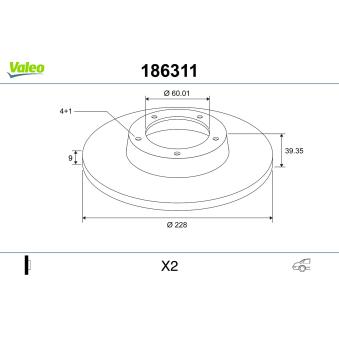 Jeu de 2 disques de frein arrière VALEO OEM 34326165