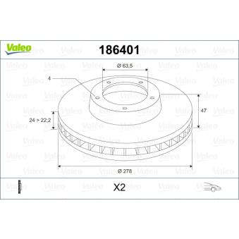 Jeu de 2 disques de frein avant VALEO OEM 4070864