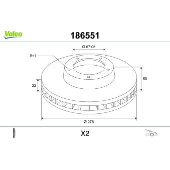 Jeu de 2 disques de frein avant VALEO OEM A6384210112