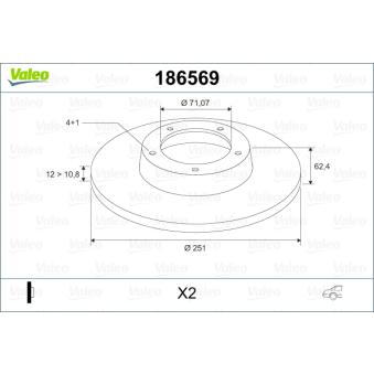 Jeu de 2 disques de frein arrière VALEO OEM 4246L6