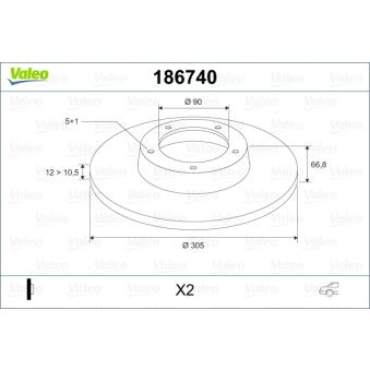 Jeu de 2 disques de frein arrière VALEO OEM 4403045