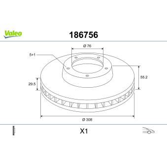 Jeu de 2 disques de frein avant VALEO OEM JZW615301E