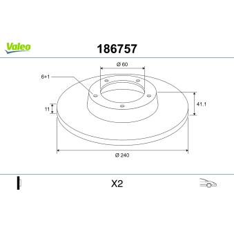 Jeu de 2 disques de frein avant VALEO OEM 569020 Jeu de 2 disques de frein avant VALEO OEM 569020