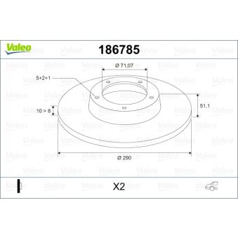 Jeu de 2 disques de frein arrière VALEO OEM 9640247180 Jeu de 2 disques de frein arrière VALEO OEM 9640247180