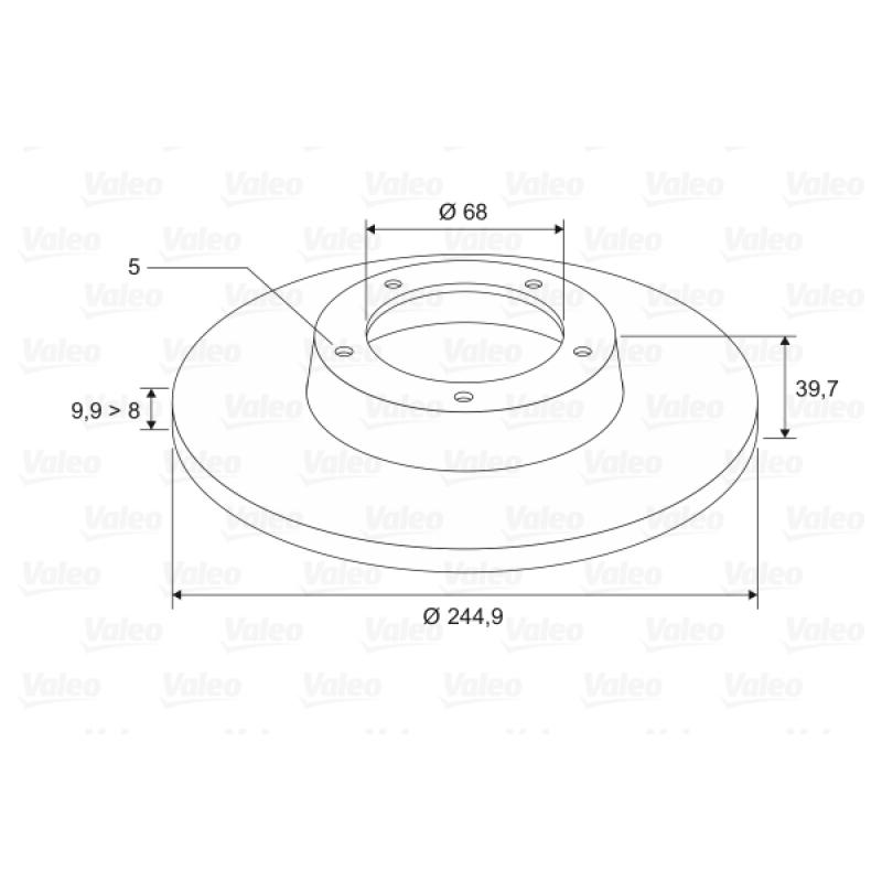 Jeu de 2 disques de frein arrière VALEO 186807 - Visuel 1
